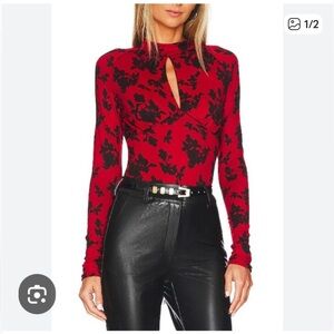 Free people dinner party keyhole top red and black